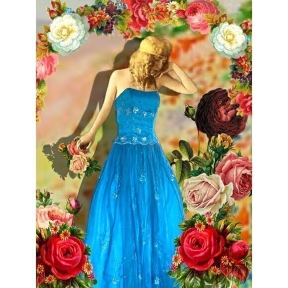 Cinderella Princess Costume Beaded Ballgown Blue Quinceañera Tulle Halloween
